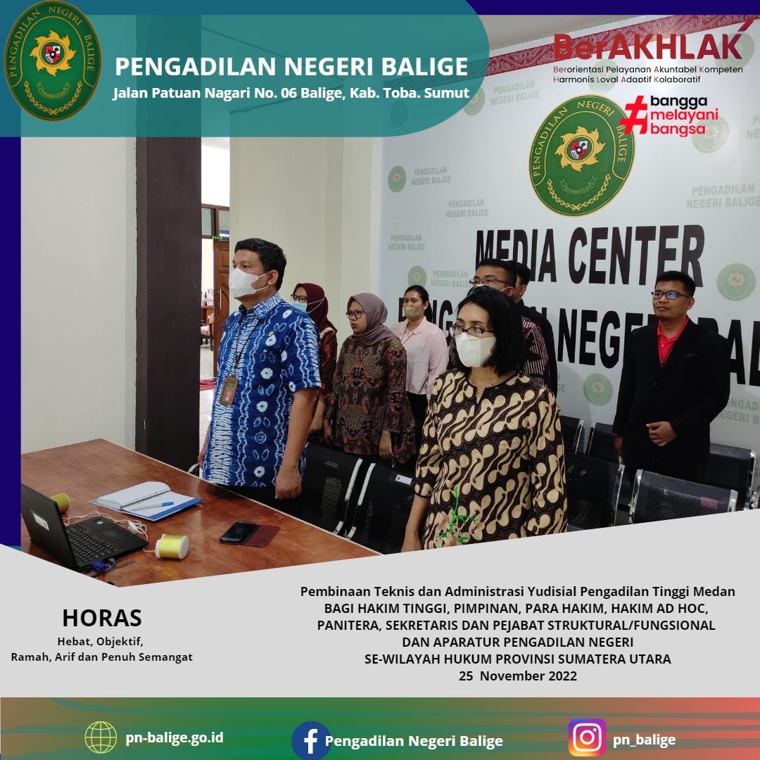 Pembinaan Teknis dan Administrasi Yudisial Pengadilan Tinggi Medan 25 NOVEMBER 2022
